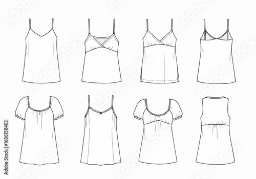 Women's summer dresses outline fashion apparel collection