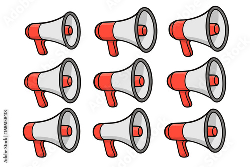 Megaphone seamless pattern. Loudspeaker vector cartoon background. Communication, announcement, marketing concept. Protest, propaganda, news or alert symbol. Bullhorn illustration.