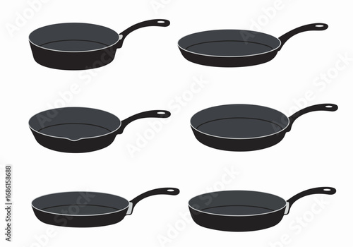 Empty cooking pans set with transparent background