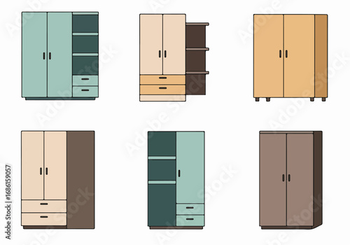 Various wooden closet furniture set in different styles