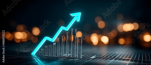 Cyan Blue Neon Metallic Dotted Clean Sharp Edges Beneath Transparent Vertical Holographic Light Bars Rise Web Print Copy Space Template Branding Social Media Poster Banner Marketing Ecom SEO Optimized