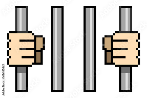 Pixel jail prisoner vector for crime, justice, and legal themes. This simple, retro, 8-bit style is great for apps, websites, or games with a creative and nostalgic feel.