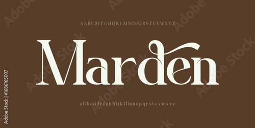 Marden Lettering Minimalist Fashion. Elegant alphabet letters serif font and number. Typography fonts regular uppercase, lowercase.