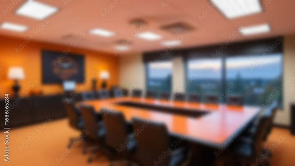 Fototapeta premium blurry image of modern office interior with hellowin theme decoration with hellowin accessories on the wall