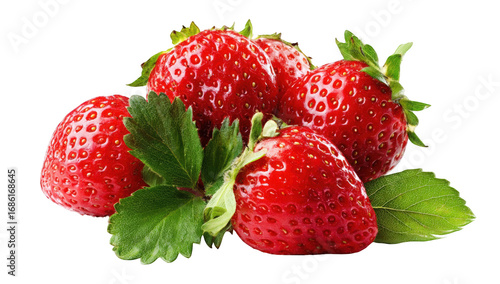Close-up cluster of ripe strawberries