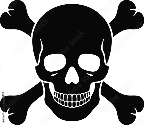 Black skull and crossbones white symbol