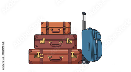 Vintage and modern luggage collection for exciting journeys and memorable vacations
