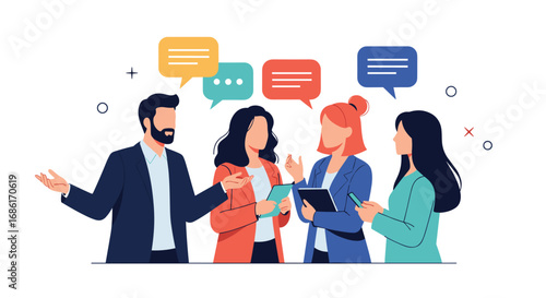 Engaging dialogue and collaboration among diverse professionals discussing ideas in a meeting environment