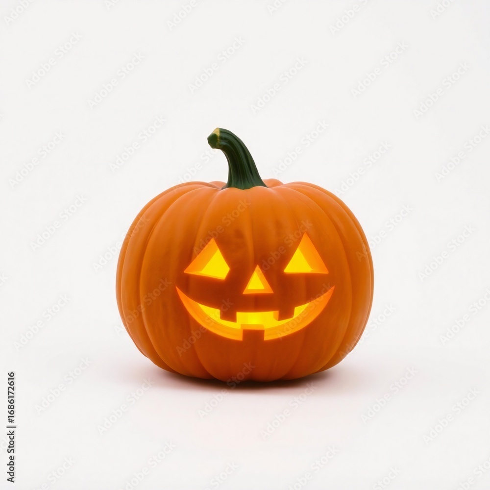 Fototapeta premium Spooky jack o lantern halloween pumpkin glowing with light