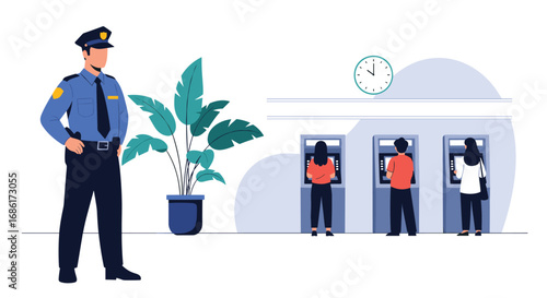 Ensuring atm security and public safety with vigilant officer presence and modern banking infrastructure