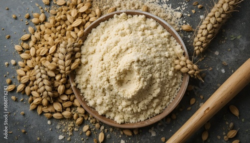 Hemp flour and seeds with oil