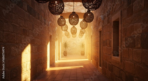 夕暮れの砂漠路地