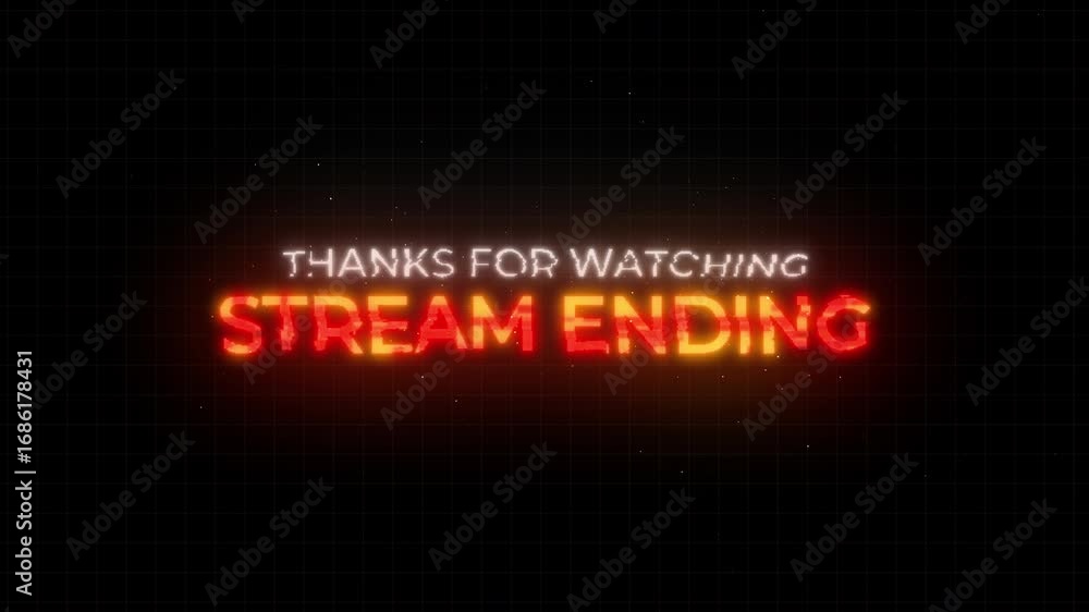 Stream Ending Thanks For Watching neon text animation with glitch effect cyberpunk stream footage 4K video