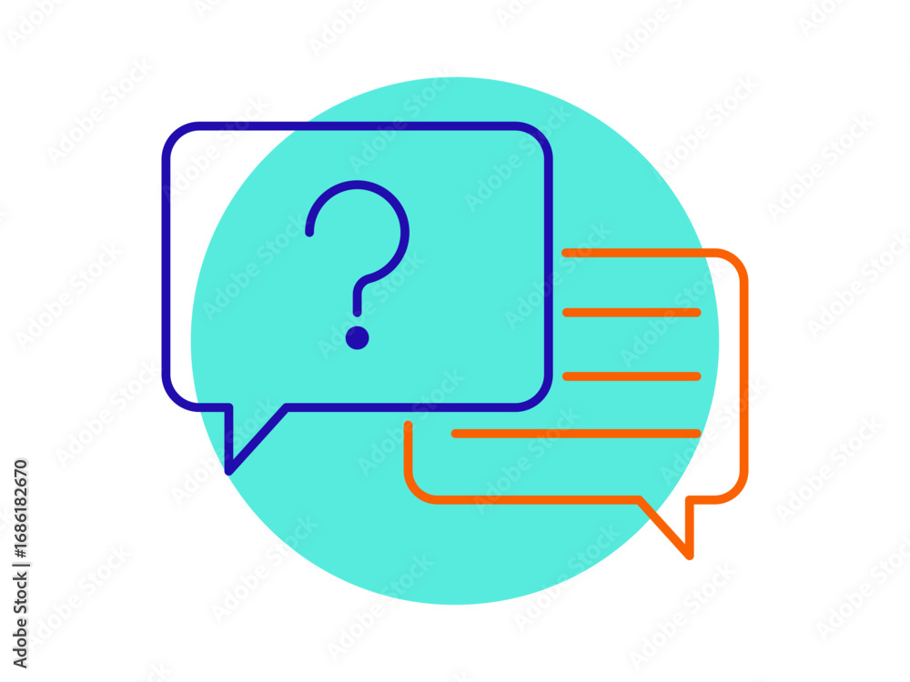 Naklejka premium FAQs icon. E-commerce outline icon. Simple vector illustration in modern thin line style.