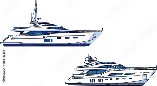 Luxury Yacht Vector Illustration