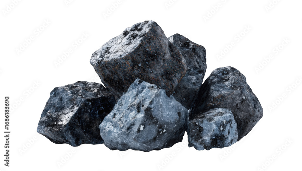 Obraz premium A pile of dark gray and black cubic rocks
