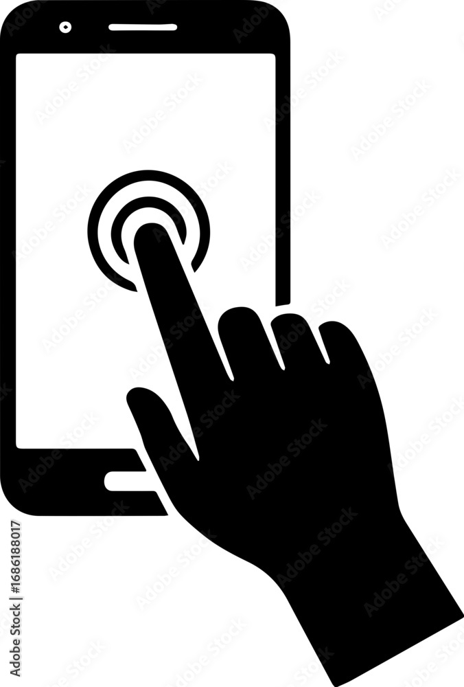 Obraz premium Hand Holding Smartphone Touch Screen Icon