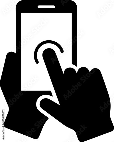 Hand Holding Smartphone Touch Screen Icon