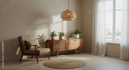 Modern Living Room Interior with Stylish Furniture and Natural Light