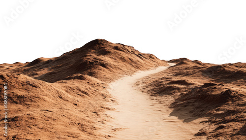 Desert landscape, path through hills