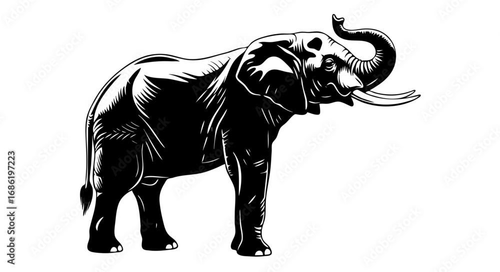 Obraz premium Elephant silhouette black vector illustration
