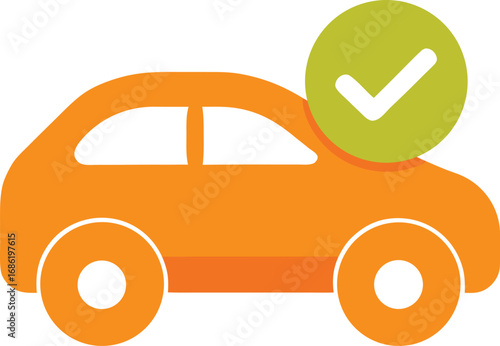 Orange car icon with checkmark