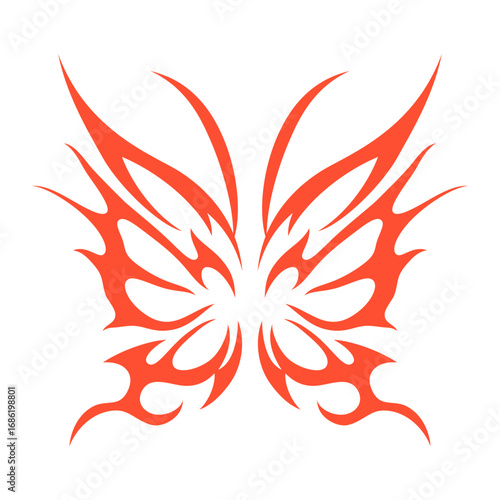 red tribal butterfly tattoo design element