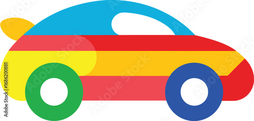 Colorful toy car with stripes