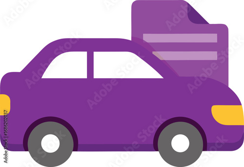 Purple car with a document icon