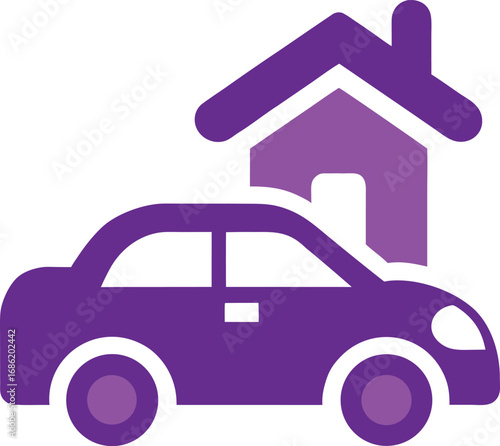 Purple car and house icon
