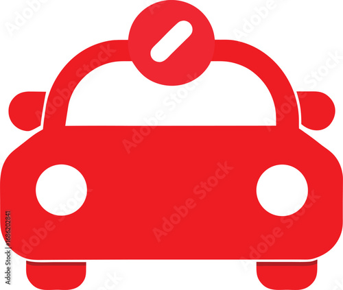 Red car icon with a circular indicator on top
