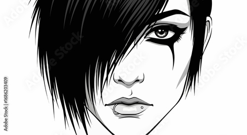 Emo Style Portrait Illustration