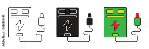 Electric vehicle charging terminal vector icon.