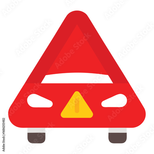 Red triangular warning sign with yellow triangle inside