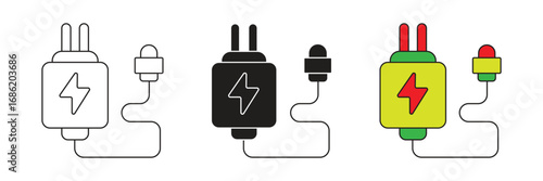 Electric vehicle charging terminal vector icon.