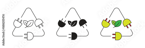 Eco-friendly green energy recycling vector icon. Green electricity recycling flat design.
