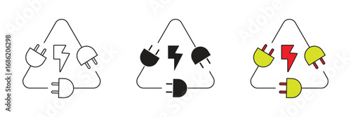 Eco-friendly green energy recycling vector icon. Green electricity recycling flat design.