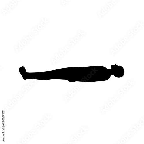 Black silhouette of a person lying on their back in relaxation pose