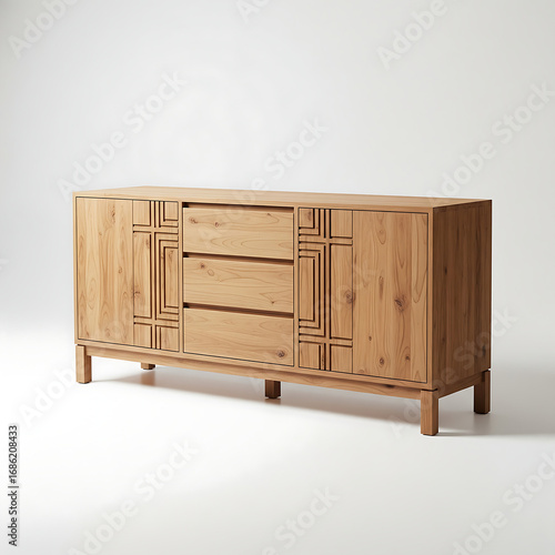 Wallpaper Mural Minimalist Solid Wood Buffet Cabinet for Modern Interiors Torontodigital.ca