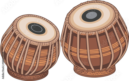 Tabla Illustration, Indian Percussion Instrument, Music, Traditional Art