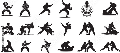 Karate Fighters Silhouette Illustration for Martial Arts Competition