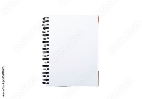 A spiral-bound notebook with blank white pages displays simplicity and readiness for writing.