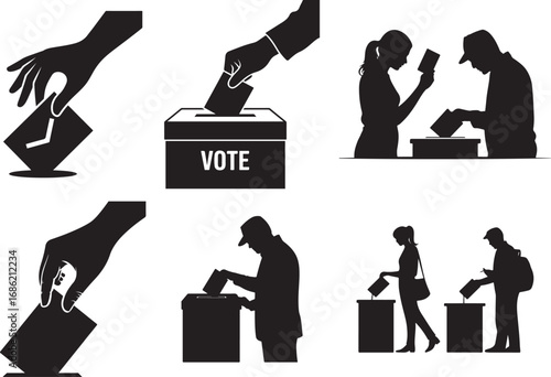 Silhouetted Hand Casting Vote into Ballot Box Illustration for Democracy Day