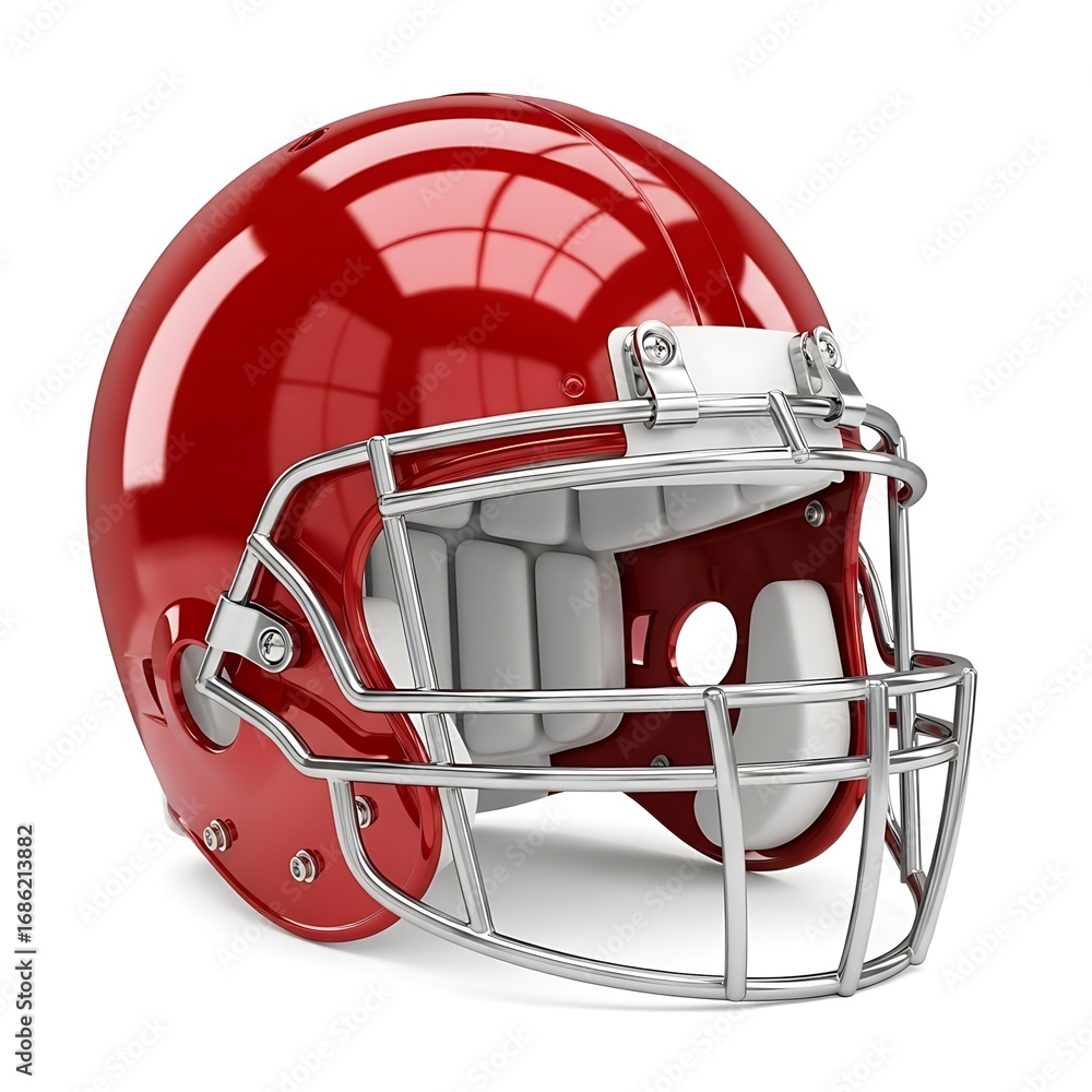 Fototapeta premium A vibrant red football helmet, symbolizing protection and the spirit of the game. 