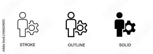 Personal development icons for people, work, study. Vector stroke, outline and solid icons. EPS10.
