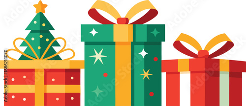 Merry christmas gift box. Christmas present vector on white background