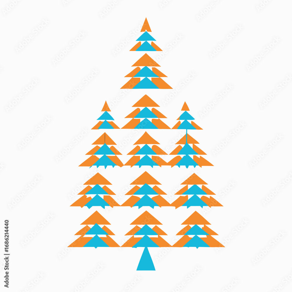 Fototapeta premium Colorful Christmas Tree Made with Triangles Festive and Geometric