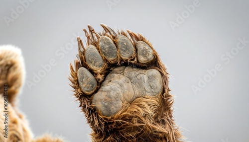 Close-up of a large brown bear paw