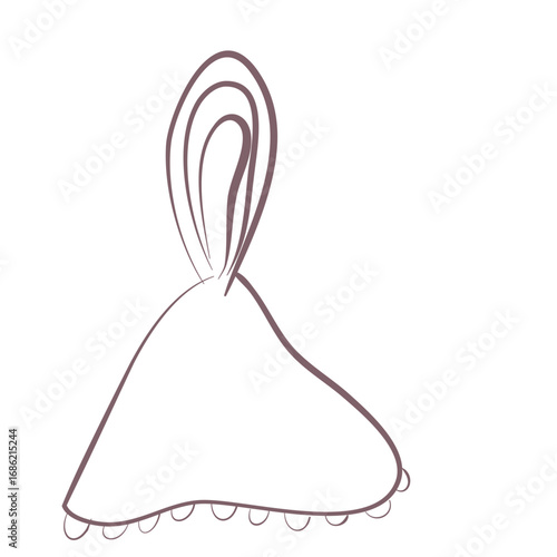 Charming hand-drawn outline of a festive Easter bonnet with decorative ribbons and scalloped trim