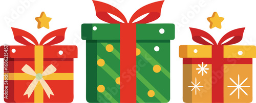 Merry christmas gift box. Christmas present vector on white background